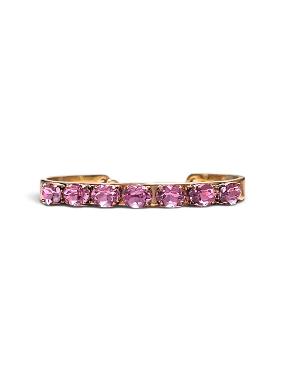 Purple Crystal Gold Tone Cuff Bangle Bracelet